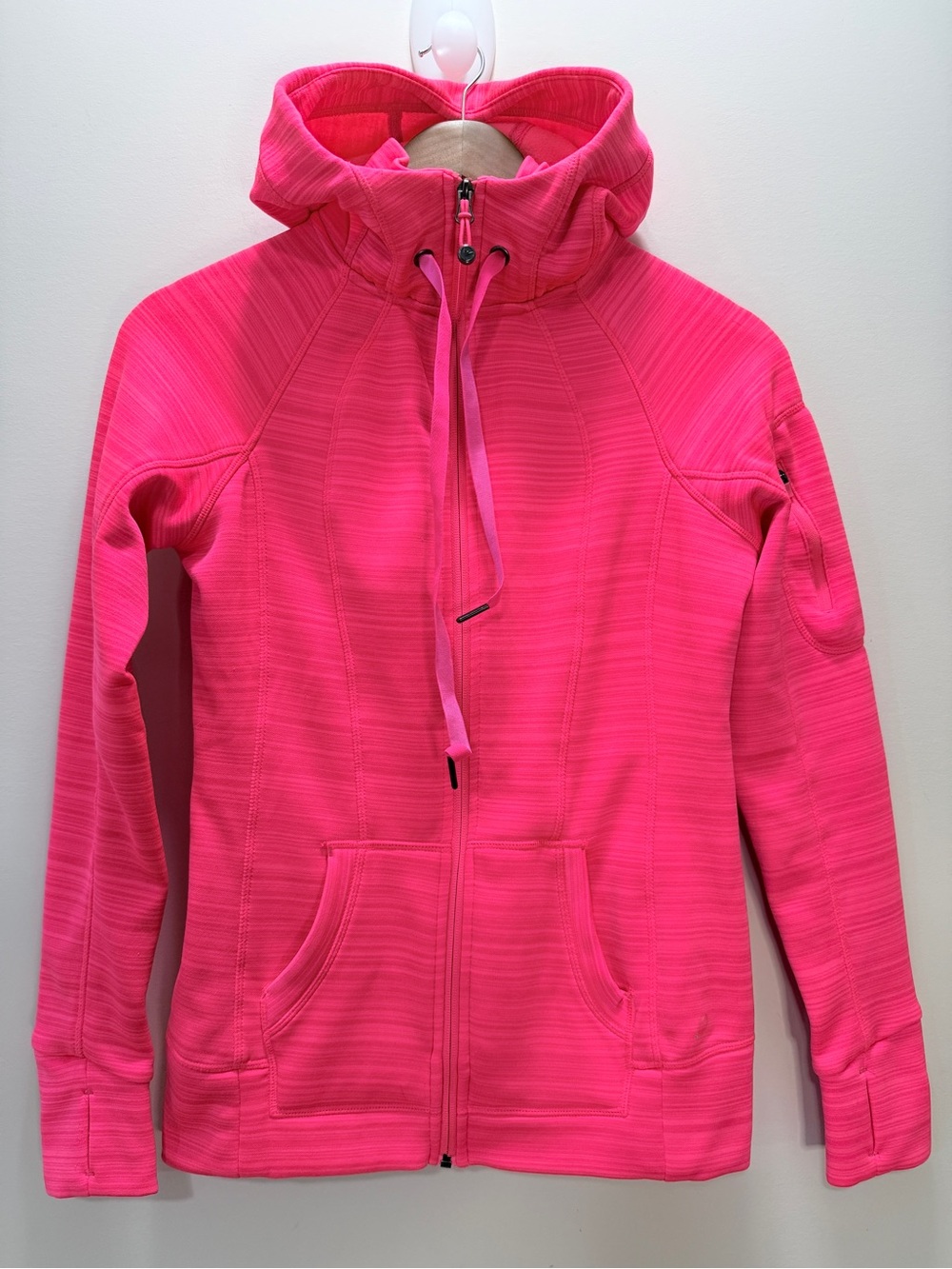 90 Degree By Reflex Bright Pink Hooded Zip-Up Utility Jacket